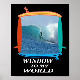 Surfare, Surfning, Vågor, Hav, Surfbrädor Fönster Poster