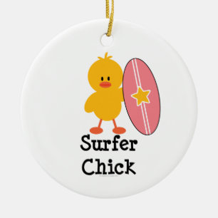 Surfarechickprydnad Julgransprydnad Keramik