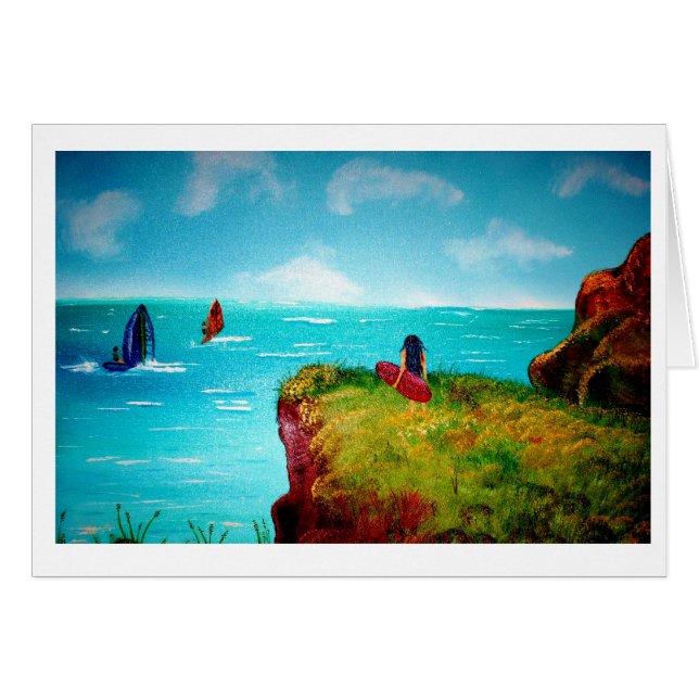 Surfareflicka Hälsningskort (Framsidan Horizontal)