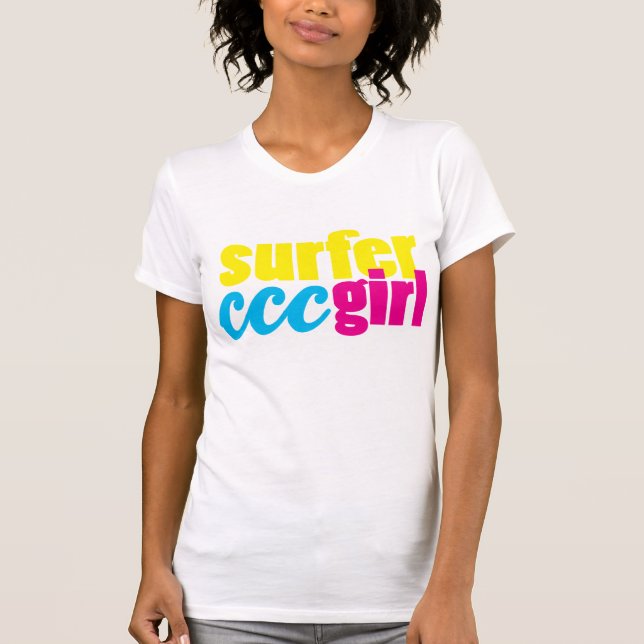 Surfareflickahetten färgar kvinna T-tröja Tee Shirt (Framsida)