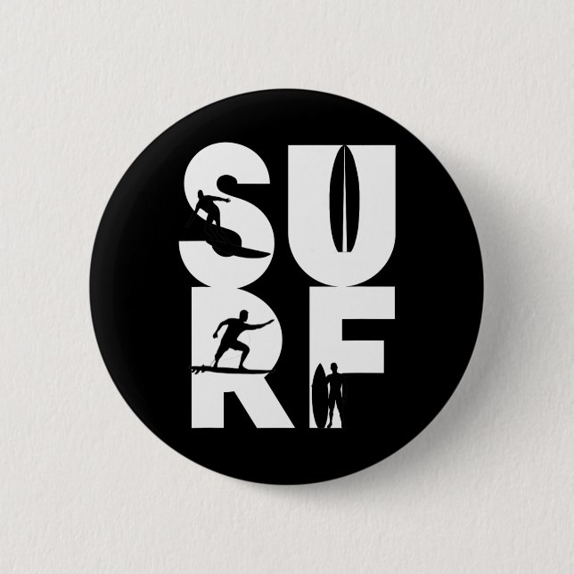 Surfaren med surfbrädor i surfvågsryttare och idé knapp (Framsida)