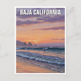 Surfaren Solnedgång Baja California Vykort
