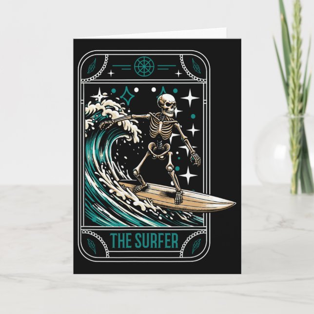 Surfaren Surfar Surfbräda - Vågor Skelett Tarot Ca Kort (Framsida)