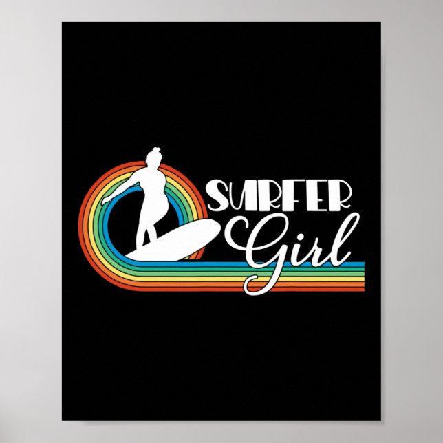 Surfartad flicka Kvinnor Flickor Strand Sommar Sur Poster (Framsidan)