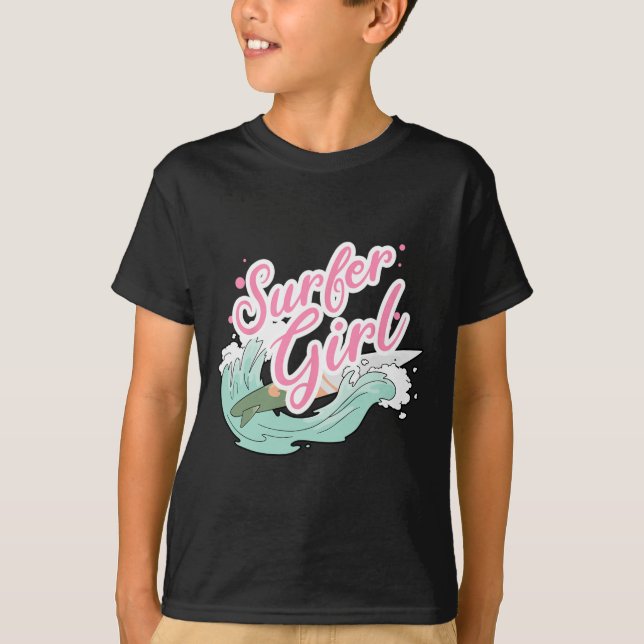 Surfartyg Flicka Surfing  T Shirt (Framsida)