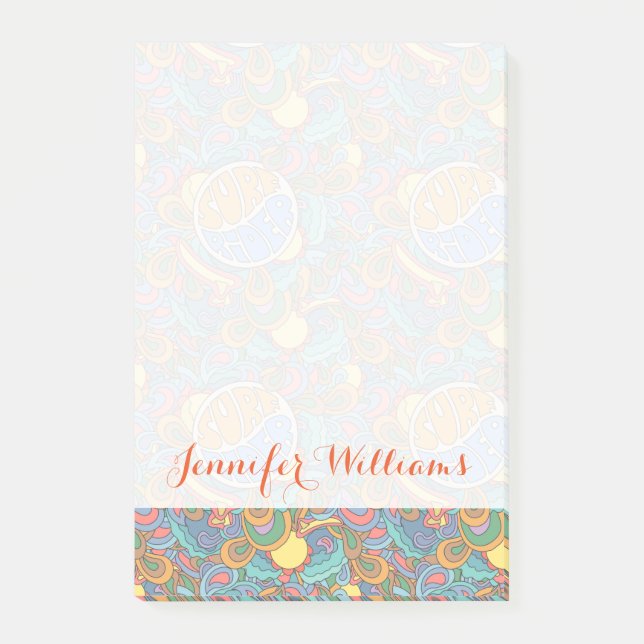 Surfaryttaremönster | tillfogar ditt namn post-it block (Framsida)