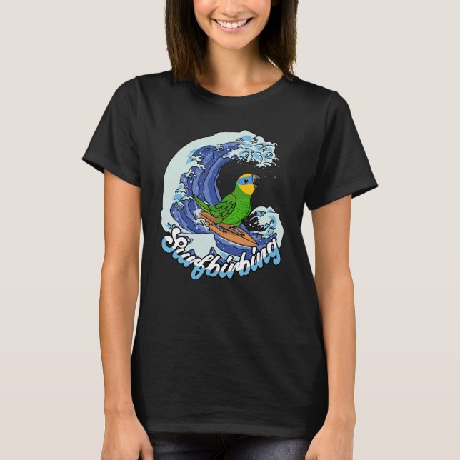 Surfbirkunna Parrot I-Orange vingade Amazon T Shirt (Framsida)