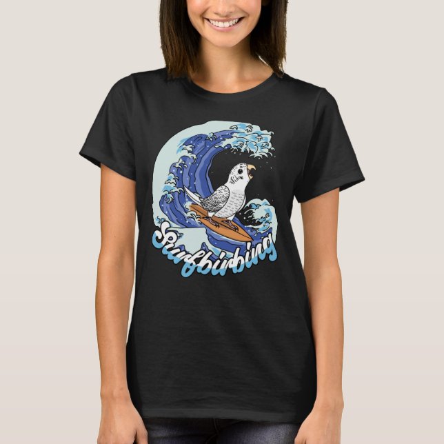 Surfbirning Parrot I White Budgie Budgerigar T Shirt (Framsida)