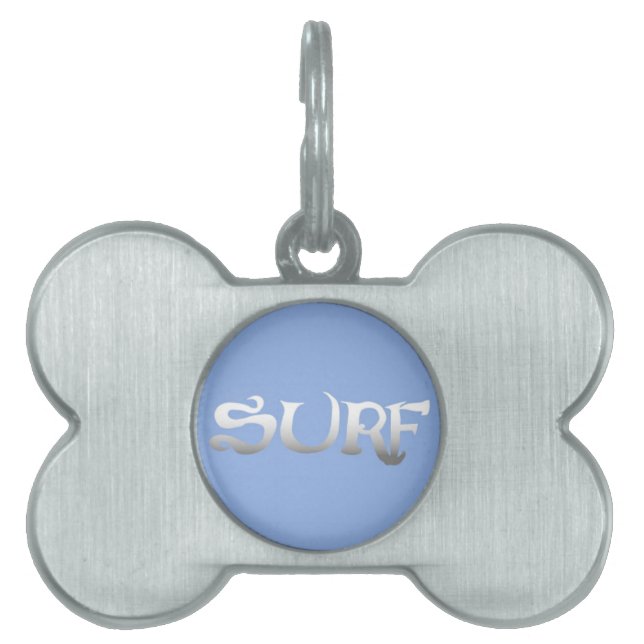 Surfblå husdjursbens-ID-märket ID-bricka Husdjur (Framsidan)