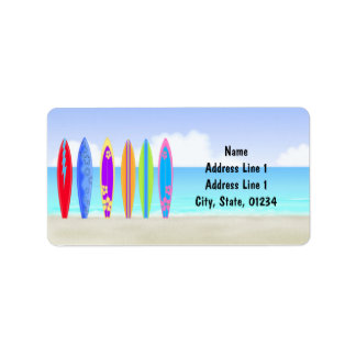 Surfboard Beach-Adressetiketter Adressetikett