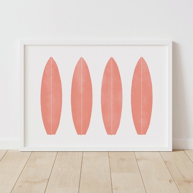 Surfboard Beach Nursery Decor för korallvattenfärg Poster (Skapare uppladdad)