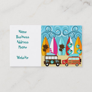 Surfboard Beach Surfing Hippie Vans Visitkort