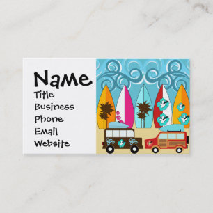 Surfboard Beach Surfing Hippie Vans Visitkort