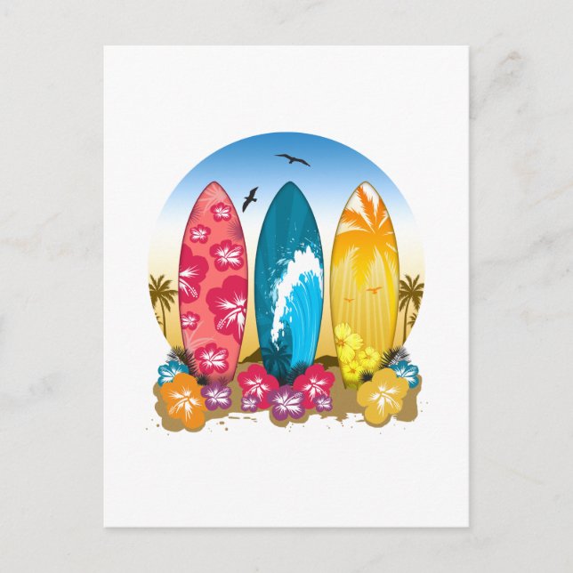 Surfboard Beach Vykort (Framsida)