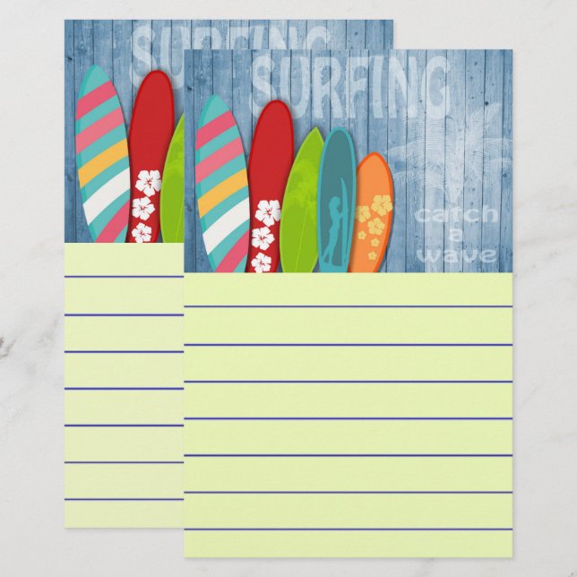 Surfboard Brevpapper (Fram/baksida)