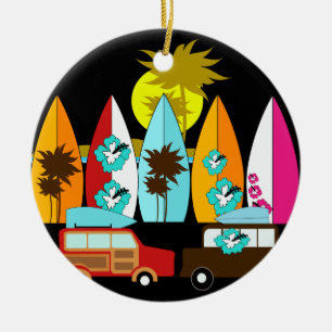 Surfboard Bum Surfing Surfer Hippie Vans Julgransprydnad Keramik