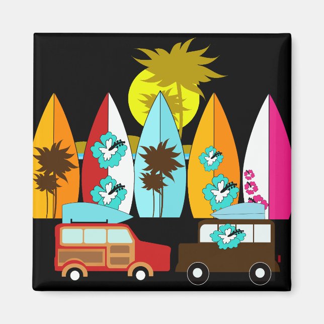 Surfboard Bum Surfing Surfer Hippie Vans Magnet (Framsidan)