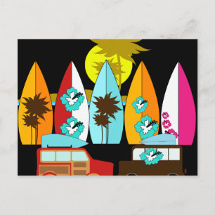 Surfboard Bum Surfing Surfer Hippie Vans Vykort