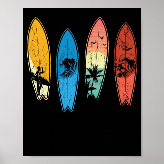 Surfboard Classic Retro Surfboarder Poster (Framsidan)