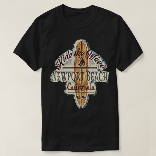 Surfboard Distress Longboard Newport Bea T Shirt (Design framsida)