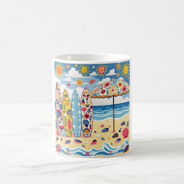 Surfboard Folk Art Mug Kaffemugg (Center)