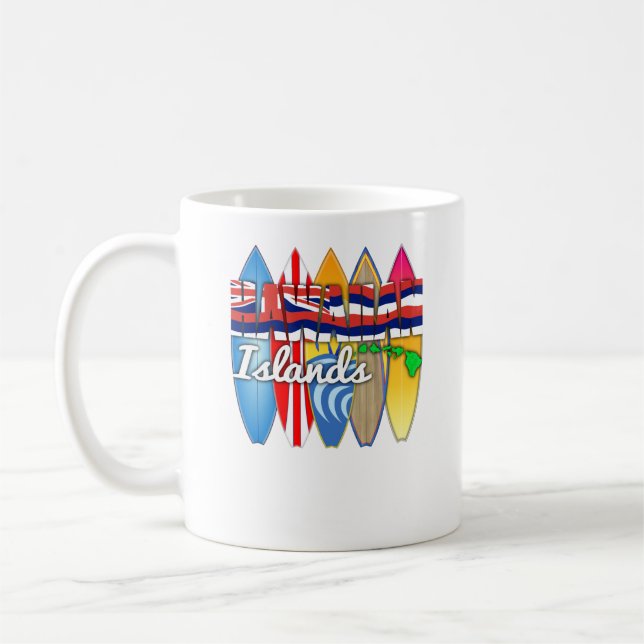 Surfboard Hawaii Flagga Kaffemugg (Vänster)