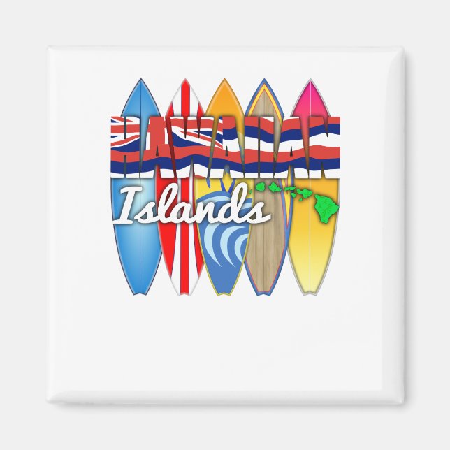 Surfboard Hawaii Flagga Magnet (Framsidan)