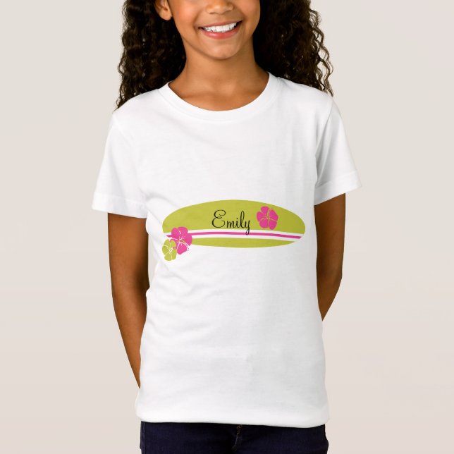 Surfboard Hibiscus Tee Shirt (Framsida)