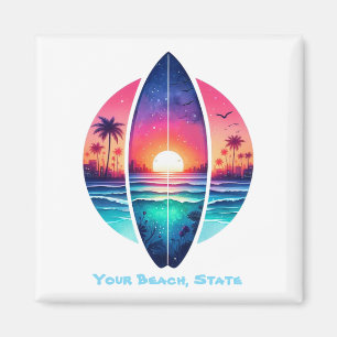 Surfboard i solnedgången magnet