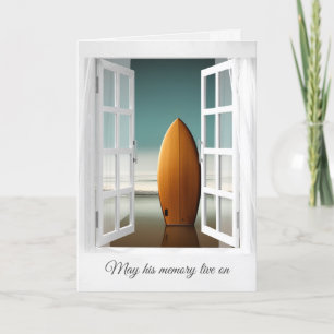 Surfboard in Beach Sand Sympathy Kort