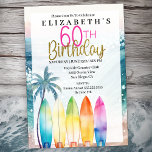 Surfboard Ocean Beach Women's 60 Birthday Inbjudningar<br><div class="desc">Smaklig Surfboard Beach Women's 60:e födelsedagsinbjudan. Du kan enkelt ändra exempeltexten till din egen genom att klicka på Anpassa. Klicka på Anpassa om du vill ändra teckensnittstyp, Teckensnitt Färg, Teckensnitt Storlekt eller Lägg till/ta bort/ändra Inslagen Text eller Design. Denna inbjudan är tillgänglig för den 17:e, 18:e, 19:e, 20:e, 21:e, 25:e...</div>