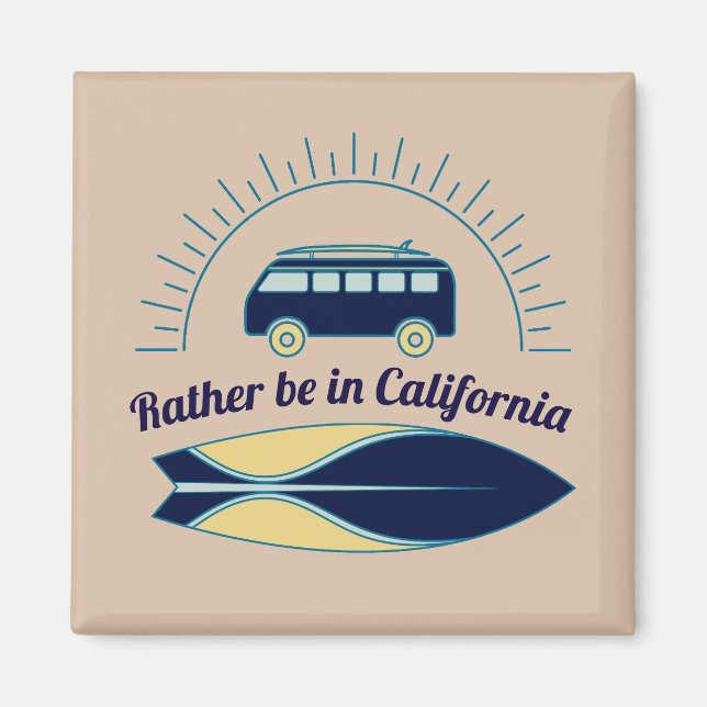 Surfboard och Camper California Magnet (Framsidan)