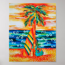 Surfboard och Guitar Poster