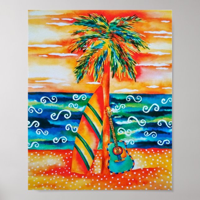 Surfboard och Guitar Poster (Framsidan)