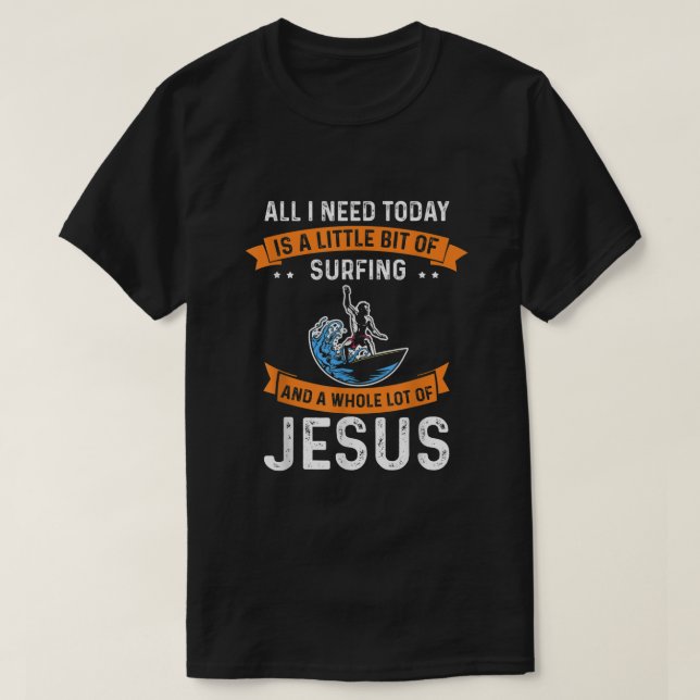 Surfboard och Jesus Christian Sport Surfer Surfboa T Shirt (Design framsida)