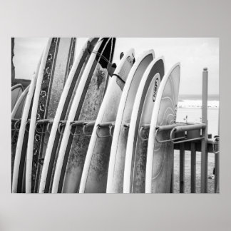 Surfboard of Beach Rack Coastal Art Poster