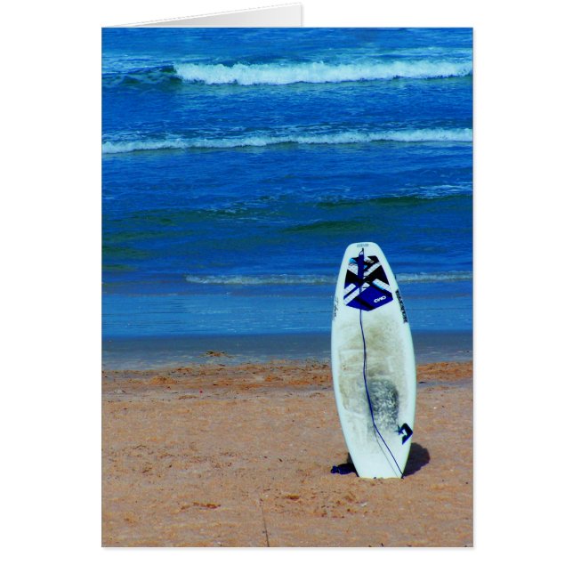 Surfboard på bål hälsningskort (Framsidan)