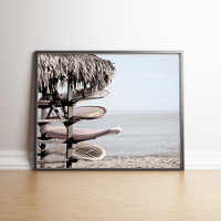 Surfboard på Beach Poster Print