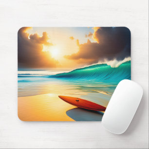 Surfboard på en soluppgång musmatta