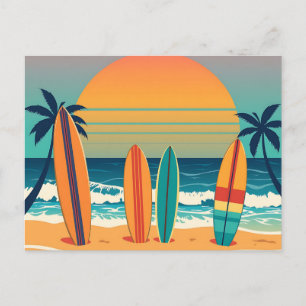 Surfboard på en Tropical Beach Vykort