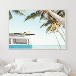 Surfboard på Retro Van Poster