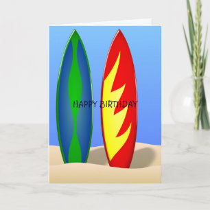 Surfboard retro surfa Birthday Kort
