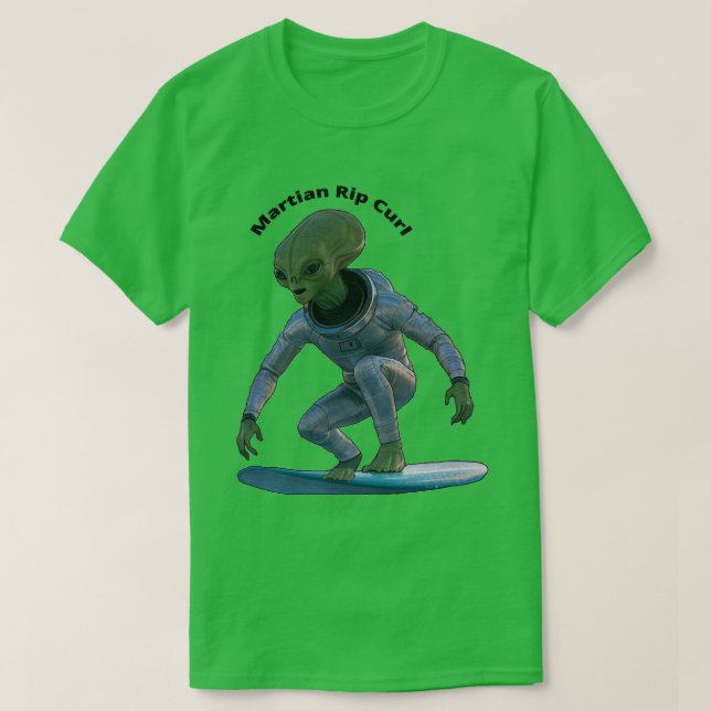 Surfboard Space Martian Riding a Wave URM T Shirt (Design framsida)