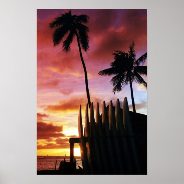 Surfboard Sunset Poster (Framsidan)