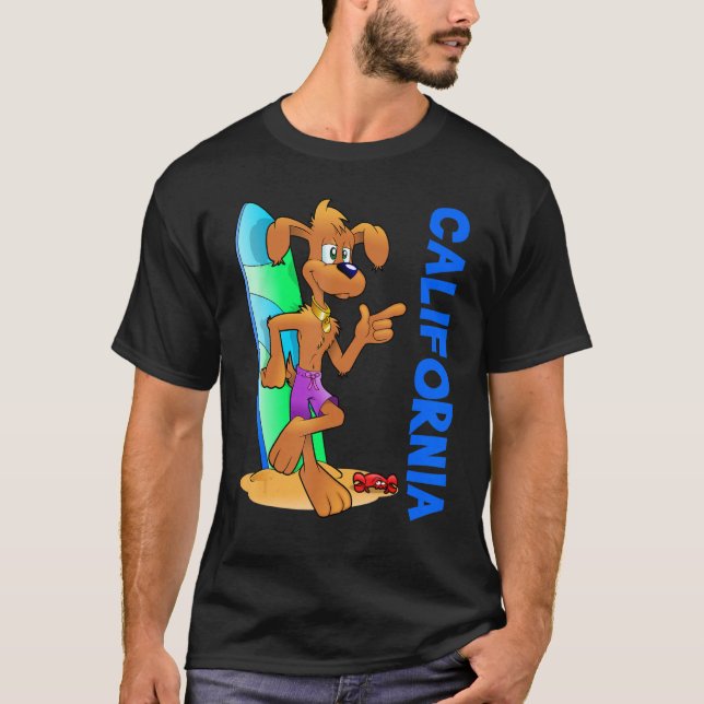 Surfboard Surfboard Barn's Beach i hund Ocean Wave T Shirt (Framsida)
