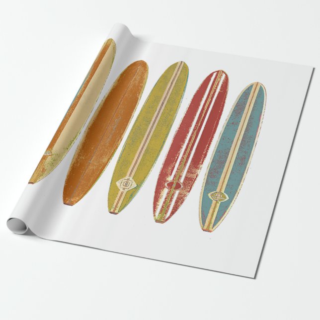 Surfboard Surfboard Vintage Retro Stil Surfing Presentpapper (Utrullad)