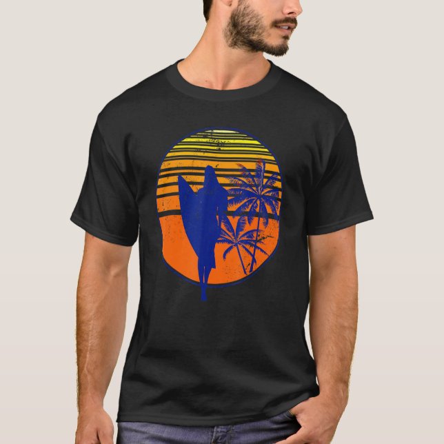 Surfboard Surfer Ocean Tropical Sunset Surfa Surfb T Shirt (Framsida)