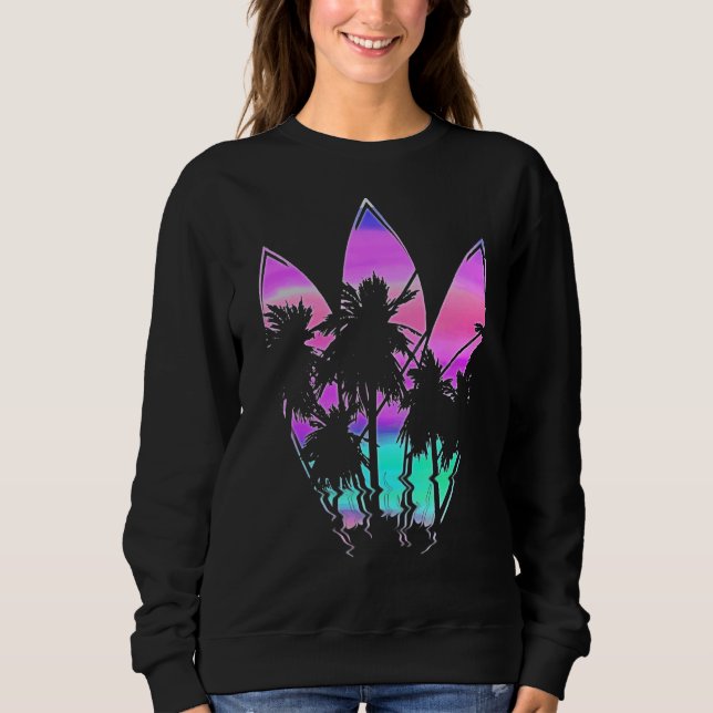 Surfboard Surfer Vaporwave Surfboarder Synthwave S T Shirt (Framsida)
