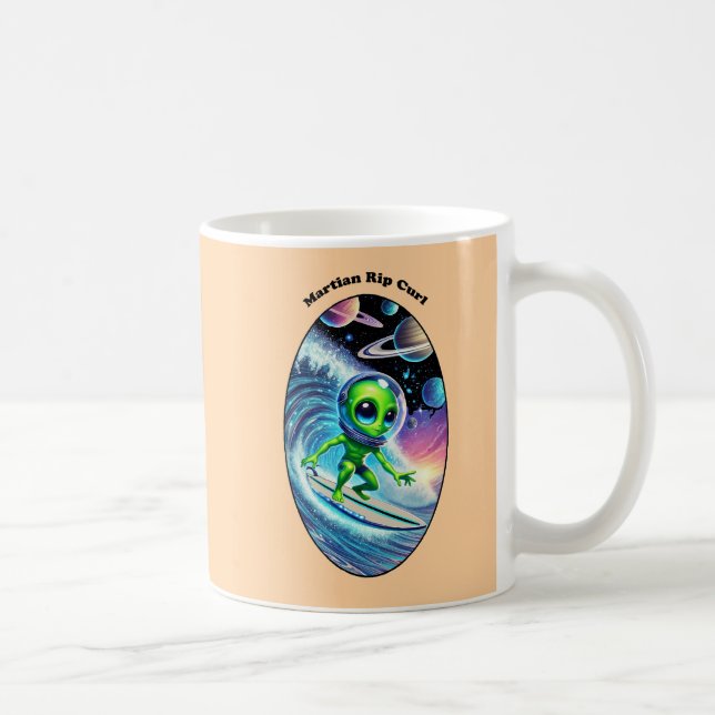 Surfboard Surfspace Alien Riding a Wave URM Kaffemugg (Höger)