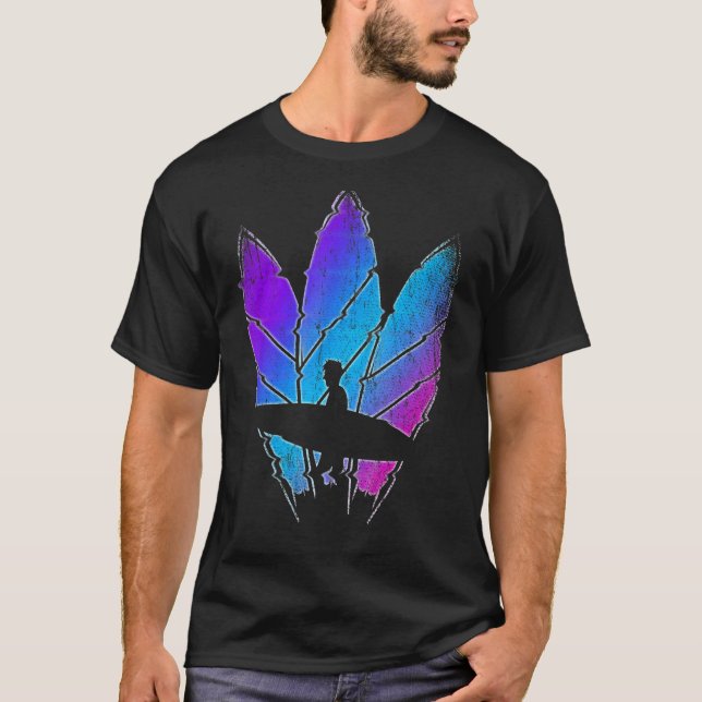 Surfboard Synthwave Surfboarder Surfer Vaporwave S T Shirt (Framsida)